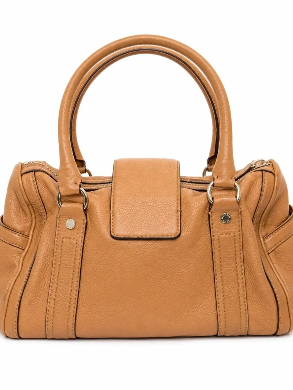 Michael Kors Tan Pebbled Leather Satchel Gold Turn-Lock Handbag